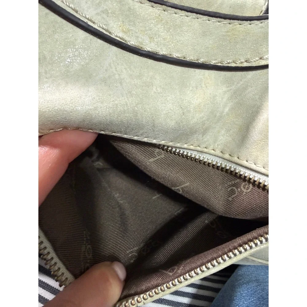 B.O.C. Born Concept Cream Faux Leather Shoulder Bag Tote Off-White Coastal Boho‎